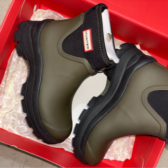 Hunter Olive and Black Ankle Boots - Picture 2 of 7